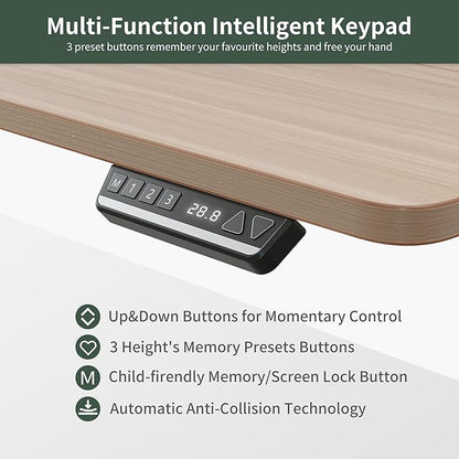 FEZIBO 75 Inches Triple Motor L Shaped Standing Desk Reversible, Electric Height Adjustable Corner Stand up Desk, Sit Stand Desk Computer Workstation, White Frame/Light Walnut Top - LeafyLoom