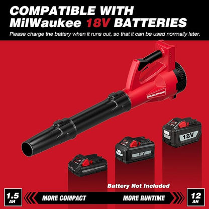 Leaf Blower Cordless for MilWaukee m18 Battery, 125-MPH 450-CFM Cordless Leaf Blower, Battery Powered Leaf Blowers for Town Care, Patio, Blowing Leaves and Snow (Battery Not Included, Only Tool) - LeafyLoom