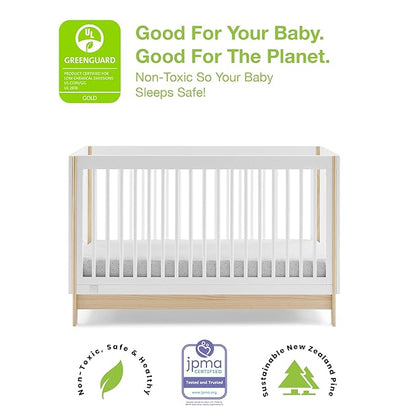 GAP babyGap Tate 4-in-1 Convertible Crib - Greenguard Gold Certified, Bianca White/Natural - LeafyLoom