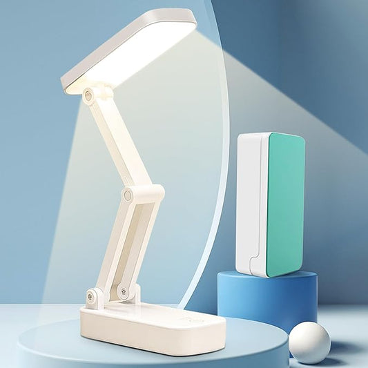 LED Desk Lamp, Foldable & Portable Light Rechargeable 5400mAh Reading Lamps,3 Color Modes Dimmable Portable Small Desk Light for Office, Home, Dormitory - LeafyLoom