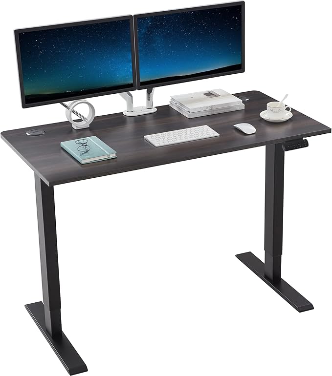 Sunon Sit Laptop Computer Writing Workstations with 3 Pre-Set and USB Port 48" for Home Office Smart Advanced Standing Desk, Grey - LeafyLoom