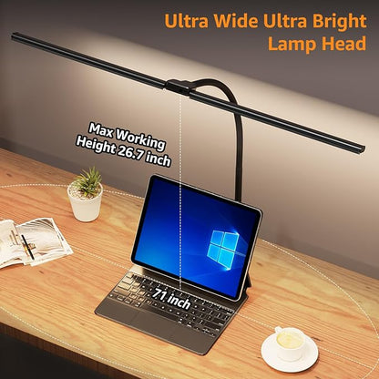 ShineTech Led Desk Lamp for Office Home, Bright Double Head Desk Light with Clamp, Architect Task Lamp 50 Lighting Modes Adjustable Flexible Gooseneck - LeafyLoom