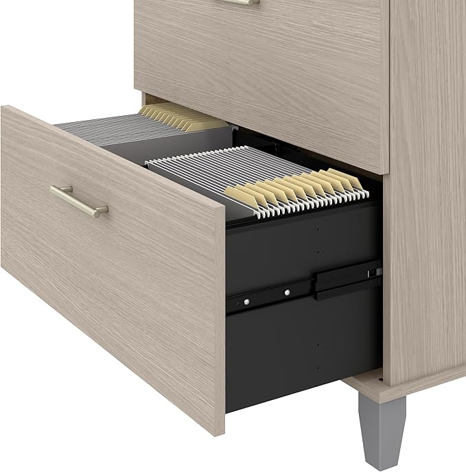 Bush Furniture Somerset 2 Drawer Lateral File Cabinet in Sand Oak - LeafyLoom