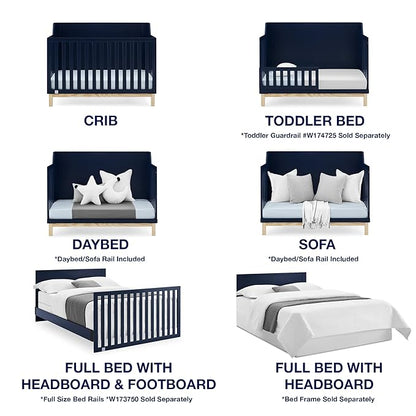 babyGap by Delta Children Oxford 6-in-1 Convertible Crib TrueSleep 2-Stage Deluxe Crib and Toddler Mattress (Bundle), Navy/Natural - LeafyLoom