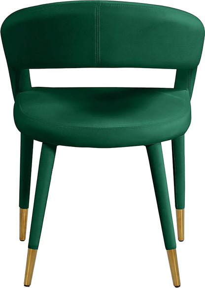 Meridian Furniture Destiny Collection Modern | Contemporary Velvet Upholstered Rounded Back Dining Chair, 23" W x 23" D x 31.5" H, Green - LeafyLoom