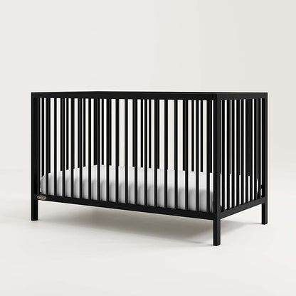 Graco Teddi 5-in-1 Convertible Crib (Black) – GREENGUARD Gold Certified, Converts to Daybed, Toddler & Twin Bed with Headboard and Footboard, Adjustable Mattress Height - LeafyLoom