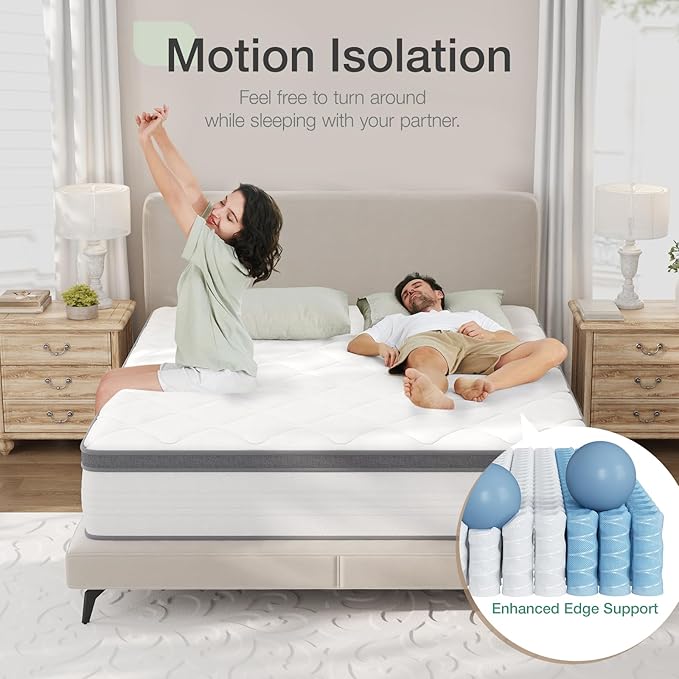 Novilla Full Size Mattress, 10 Inch Full Hybrid Mattress in a Box, Pocket Innerspring Mattress Full for Motion Isolation, Pressure Relief, Sopportive & Firm Feel - LeafyLoom