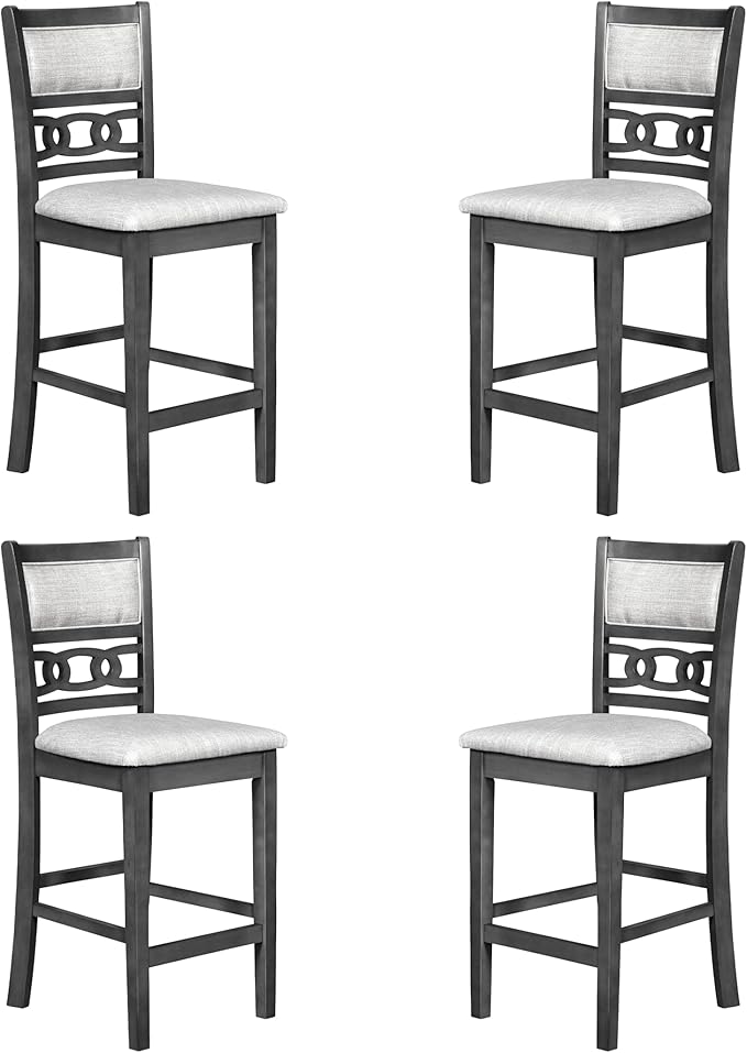 New Classic Furniture Gia Counter Dining Chair (Set of Four), Light Gray Fabric Upholstered Seat & Back Rest, Gray - LeafyLoom