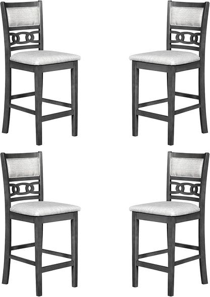 New Classic Furniture Gia Counter Dining Chair (Set of Four), Light Gray Fabric Upholstered Seat & Back Rest, Gray - LeafyLoom