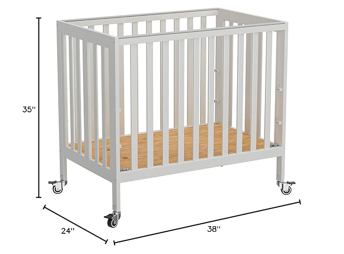 Baby Mini Crib - Modern Design Portable Crib, Sleek Folding Mini Baby Crib with Three Mattress Positions, Folds Flat for Easy Storage White - LeafyLoom