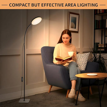 Floor Lamp, [3 Color & 10 Brightness] Small Slim LED Reading Lamp Floor Standing, Dimmable Adjustable Flexible Gooseneck Light for Kids Bedroom, Office, Living Room, Corner Bedside Lamp - LeafyLoom