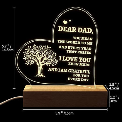 Welsky Birthday Gifts for Dad from Daughter Son, Personalized Dad Night Light Gifts for Birthday, Christmas, Dad Presents from Kids - LeafyLoom