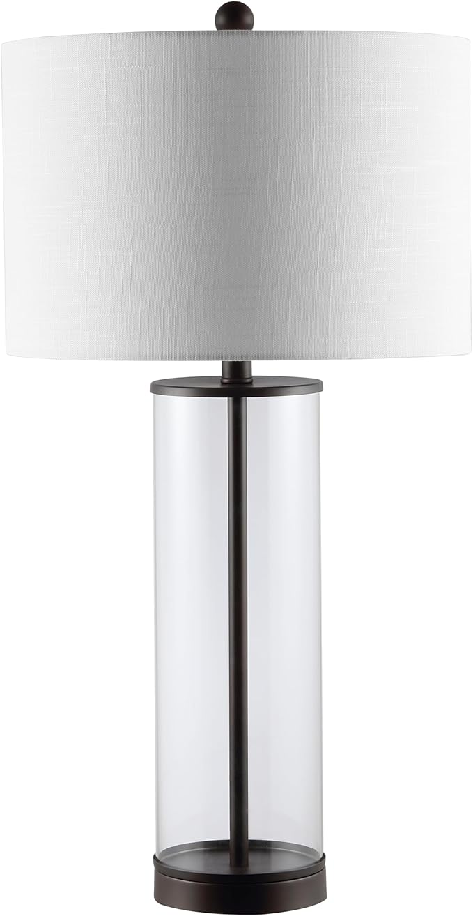 JONATHAN Y JYL2005B Collins 29" Glass LED Table Lamp Modern Contemporary Bedside Desk Nightstand for Bedroom Living Room Office College Bookcase LED Bulb Included, Oil Rubbed Bronze/Clear - LeafyLoom