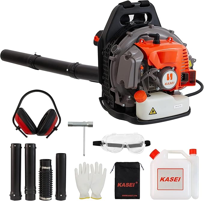 Leaf Blower by KASEI, 43CC 2-Stroke Backpack Gas Powered Leaf Blower, 200MPH Wind Speed & 530CFM Air Volume, EPA Certified Blowers for Lawn Care - LeafyLoom