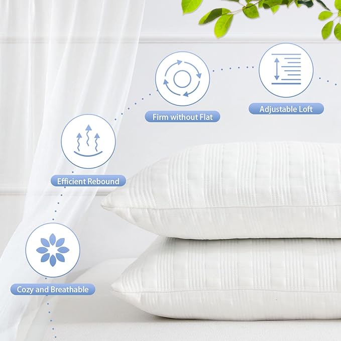 Cooling Pillows for Sleeping King Size,Shredded Memory Foam Bed Pillow with Double Sided Material Pillow Case,Adjustable Loft-Slow Rebound King Pillow for Side & Back Sleeper - LeafyLoom