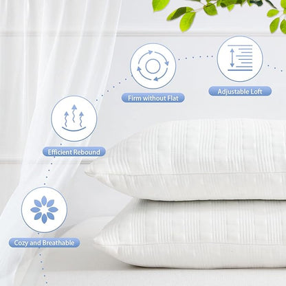 Cooling Pillows for Sleeping King Size,Shredded Memory Foam Bed Pillow with Double Sided Material Pillow Case,Adjustable Loft-Slow Rebound King Pillow for Side & Back Sleeper - LeafyLoom