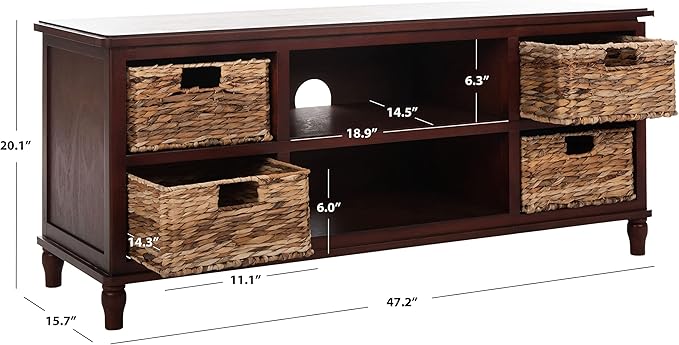 Safavieh Home Collection Rooney Entertainment TV Unit, Cherry - LeafyLoom