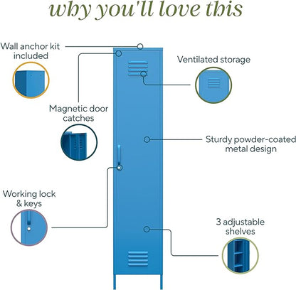 Novogratz Cache Single Metal Locker Storage, Blue Cabinet - LeafyLoom