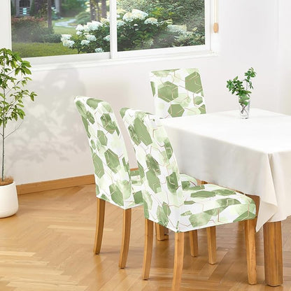 Gibelle Dining Room Chair Covers Set of 4, Soft Stretch Kitchen Chair Covers Slipcover Protector, Removable Washable Geometric Parson Chair Covers 4 Pack, Sage Green Gibelle