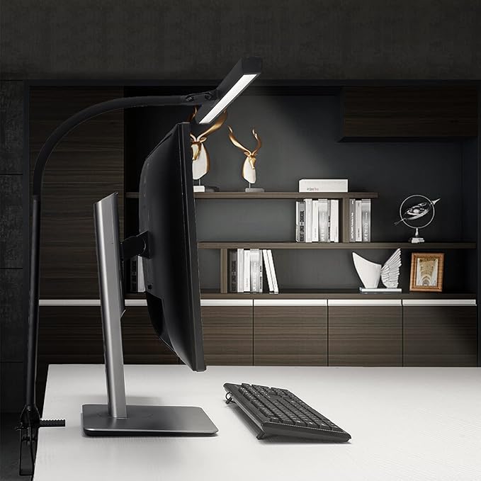 LED Architect Desk Lamp with Clamp and Clip On Desk Lamp 5-level Color Temperature and 5-level Dimmable Modern Desk Lamp 12W Black(Including Desktop Use) - LeafyLoom