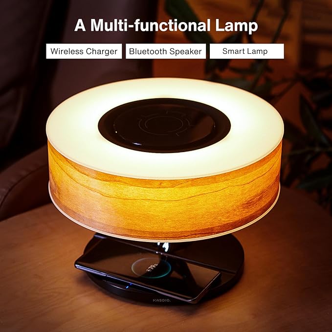 AMPULLA Tree of Aura Smart Bedside Lamp Table Lamp with Wireless Charge and Bluetooth Speaker Dimmable Nightstand Lamp for Bedroom - LeafyLoom