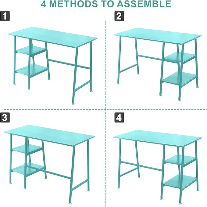 VECELO 43 Inch Computer, Writing Home Office Hutch Workstation with Shelf Storage Desk 43", Classic Blue - LeafyLoom