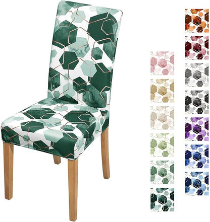 Gibelle Dining Room Chair Covers Set of 4, Soft Stretch Kitchen Chair Covers Slipcover Protector, Removable Washable Geometric Parson Chair Covers 4 Pack, Hunter Green Gibelle