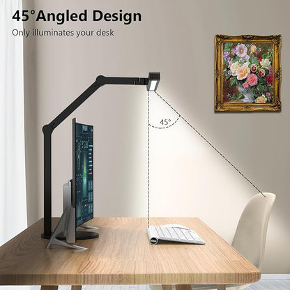 Micomlan Architect Desk Lamp with Atmosphere Lighting, Adjustable Led Desk Light for Home Office with Base, 24W Bright Auto Dimming Table Light with Rotatable Swing Arm for Workbench Computer - LeafyLoom