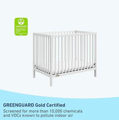 Graco Teddi 4-in-1 Convertible Mini Crib with Bonus Water-Resistant Mattress (White) – GREENGUARD Gold Certified, 2.75-Inch Mattress Included, Convenient Size, Easy 30-Minute Assembly - LeafyLoom