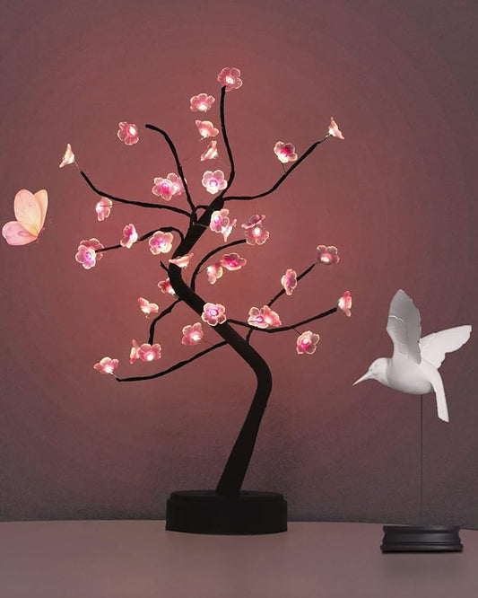 OTAVILEM Bonsai Tree Light, Tree Lamps for Living Room, Cute Night Light for House Decor, Good for Gifts, Home Decorations, Weddings, Christmas and More (Pink Cherry Blossom, 36 LED) - LeafyLoom