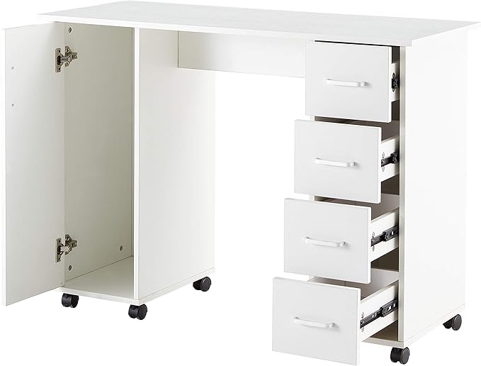 NicBex Laik-DW-00012-DX Desks, 41.73" W x 17.72" D x 31.5" H, White - LeafyLoom