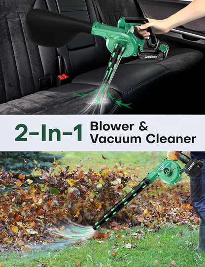 K I M O. Cordless Leaf Blower Vacuum Combo 4 IN 1, 3 Nozzles for Inflation & Compression,3 Modes & Variable Speed, 20000RPM 150MPH, 2000mAh Battery, Extended Tube, Mini Leaf Blowers for Lawn Care|Yard - LeafyLoom