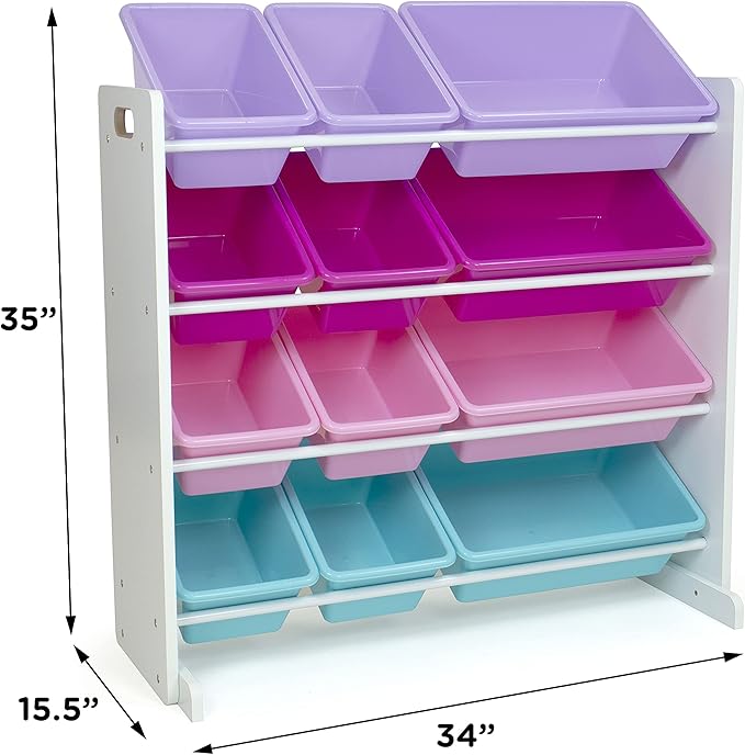 Humble Crew Toy Storage Organizer, White/Pink/Purple/Turquoise 34x11x31 inches,12x9x6 inches,16x12x6 inches - LeafyLoom