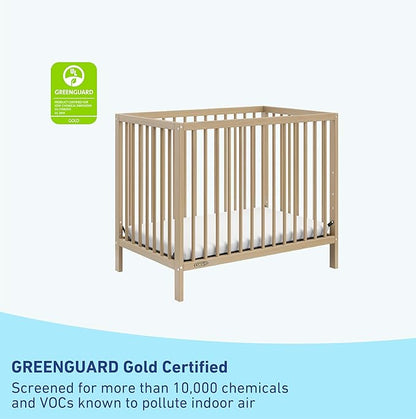 Graco Teddi 4-in-1 Convertible Mini Crib with Bonus Water-Resistant Mattress (Driftwood) – GREENGUARD Gold Certified, 2.75-Inch Mattress Included, Convenient Size, Easy 30-Minute Assembly - LeafyLoom