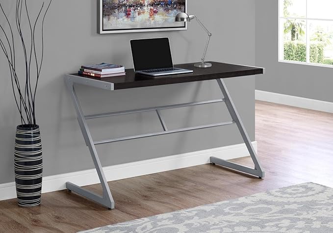 Monarch Specialties Simple Modern Study Laptop Table for Home & Office Computer Desk-Z-Shaped Metal Leg, 48" L, Cappuccino - LeafyLoom