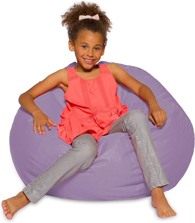 Posh Creations Bean Bag Chair for Kids, Teens, and Adults Includes Removable and Machine Washable Cover, Heather Lavender, 38in - Large - LeafyLoom