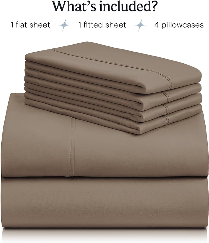 LuxClub 6 PC Full Sheet Set, Breathable Luxury Bed Sheets, Deep Pockets 18" Eco Friendly Wrinkle Free Cooling Bed Sheets Machine Washable Hotel Bedding Silky Soft - Dark Khaki Full - LeafyLoom