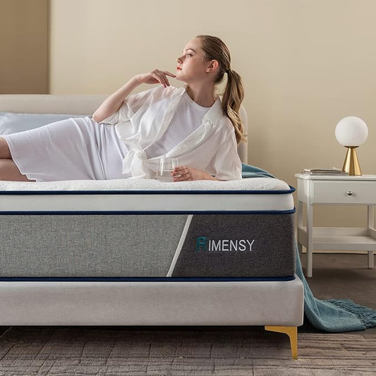 Rimensy Queen Mattress,10 Inch Hybrid Mattress in a Box,Gel Memory Foam Mattress,Individually Wrapped Pocket Coils Innerspring Mattress for Motion Isolation,Medium Firm,Queen Size Mattress,60"*80"*10" - LeafyLoom