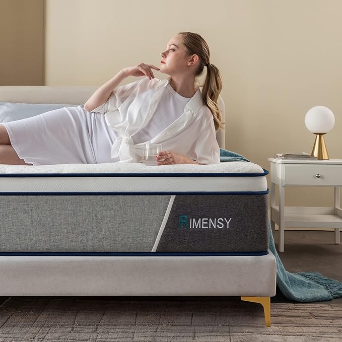 Rimensy King Mattress,14 Inch Hybrid Mattress in a Box,Gel Memory Foam Mattress,Individually Wrapped Pocket Coils Innerspring Mattress for Motion Isolation,Medium Firm,King Size Mattress,76"*80"*14" - LeafyLoom