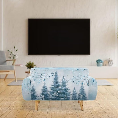 FKELYI Blue Christmas Tree Easy Going Stretch Sofa Slipcover Snow Sofa Couch Cover with Elastic Bottom Stretch Sofa Slipcovers L FKELYI