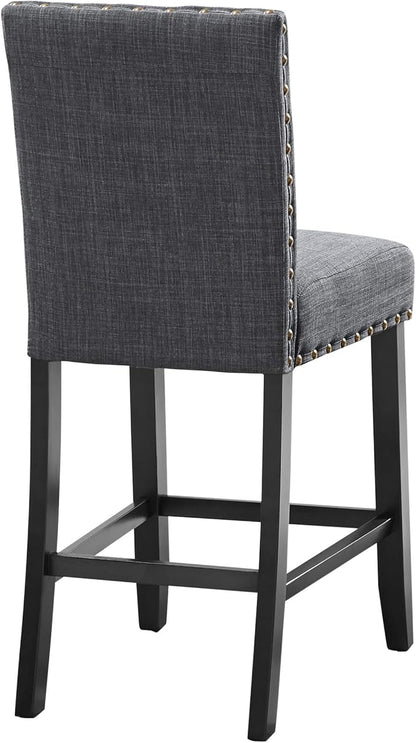 New Classic Furniture Crispin Counter Dining Chair (Set of Four), 100% Polyester Granite Gray Fabric with Espresso Legs - LeafyLoom