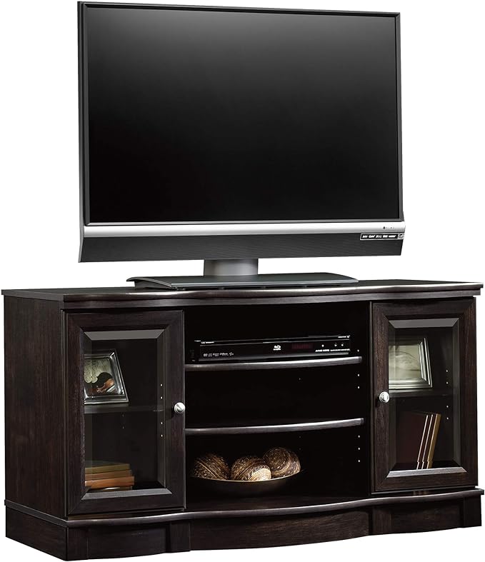 Sauder Regent Place Panel Tv Stand, For TV's up to 50", Estate Black finish - LeafyLoom