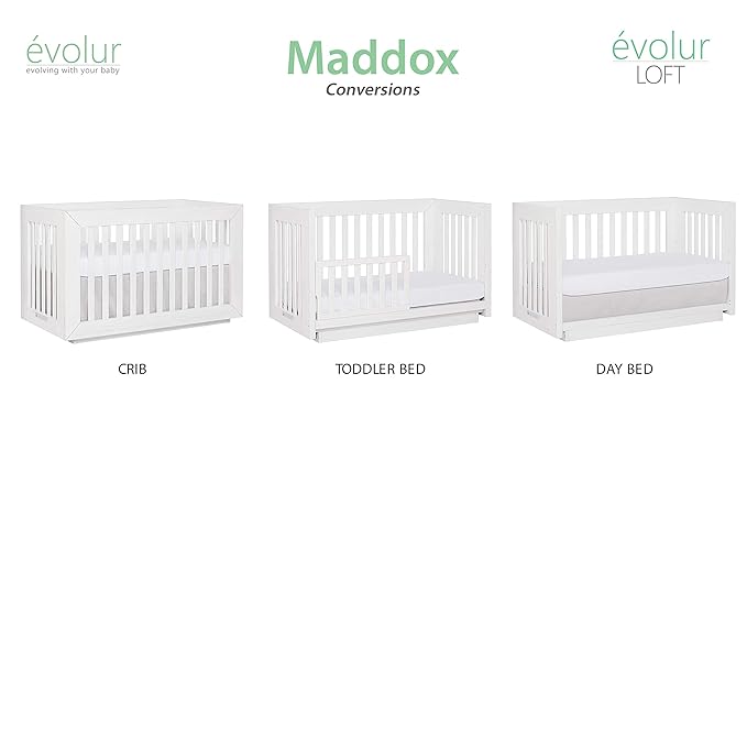 Dream On Me Evolur Maddox Modern Crib, Weathered White - LeafyLoom