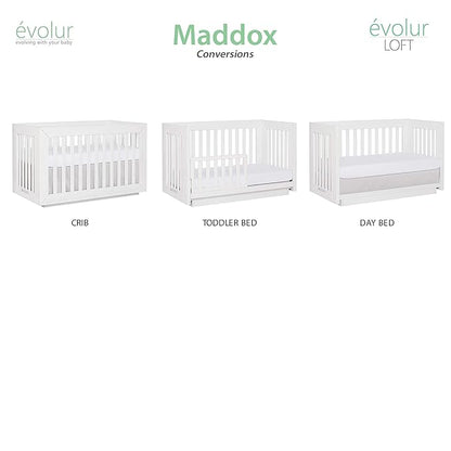 Dream On Me Evolur Maddox Modern Crib, Weathered White - LeafyLoom