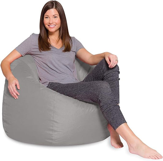 Posh Creations Bean Bag Chair for Kids, Teens, and Adults Includes Removable and Machine Washable Cover, Solid Gray, 48in - X-Large - LeafyLoom