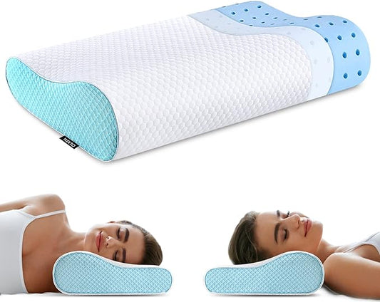 Memory Foam Pillows Neck Pillow Bed Pillow for Sleeping Ergonomic Cervical Contour Pillow for Side Back Stomach Sleeper for Neck and Shoulder Pain - LeafyLoom