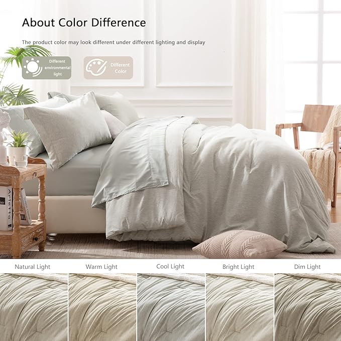 UNILIBRA 7-Piece Queen Comforter Set - Sage Green Cationic Dyeing Bedding Set with Comforter, Sheets, Pillowcases & Shams - LeafyLoom