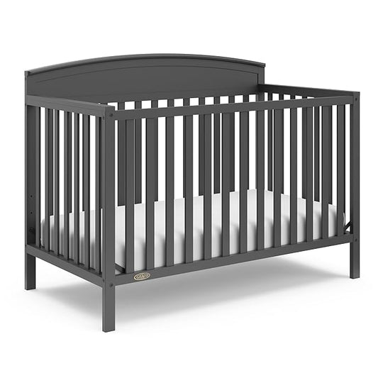 Graco Benton 5-in-1 Convertible Crib (Gray) – GREENGUARD Gold Certified, Converts from Baby Crib to Toddler Bed, Daybed and Full-Size Bed, Fits Standard Full-Size Crib Mattress - LeafyLoom