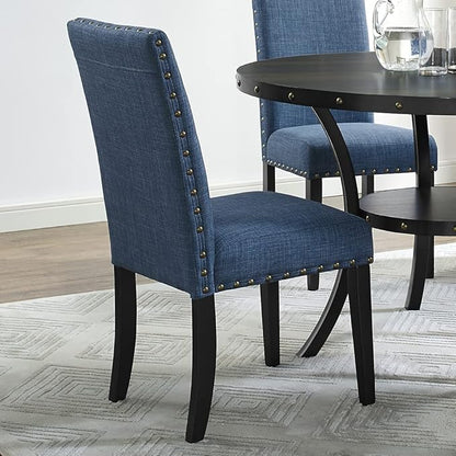 New Classic Furniture Crispin Dining Chair, 2-Pack, Marine Blue - LeafyLoom