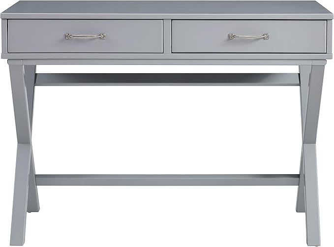 Linon Grey Campaign Style Sawyer Desk - LeafyLoom